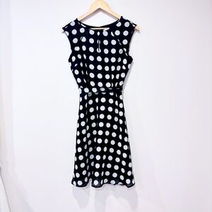 LORI M COLLECTION Black & White Polka Dot Fit & Flare Dress | Small *